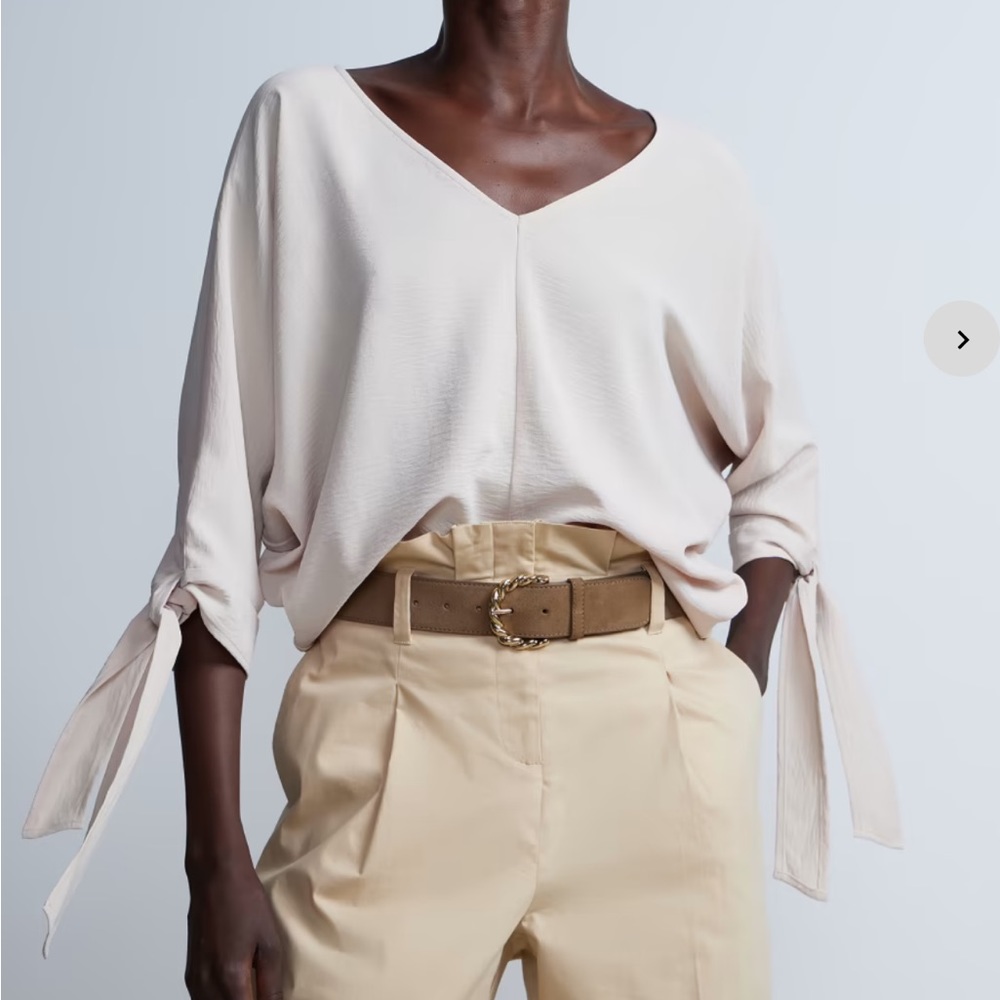 Tie Sleeves V-Neck Top